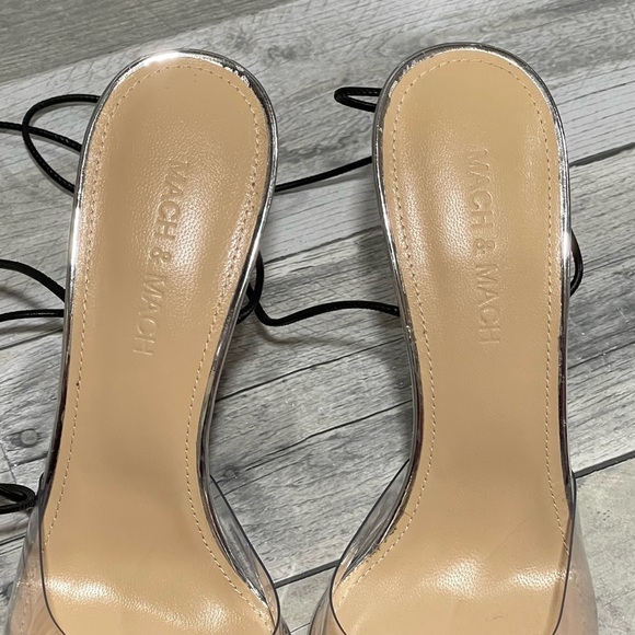 MACH & MACH Kelly Logo Strap Clear Pointed Toe Pump - black - Sz - 8 .US/38 EU - Picture 11 of 15